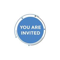 You are invited concept Colorful label sign template. You are invited symbol web banner. vector