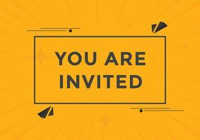 You are invited concept Colorful label sign template. You are invited symbol web banner. vector