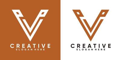 último diseño de logotipo v con estilo y concepto creativo vector