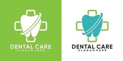 diseño de logotipo de cuidado dental con estilo de arte lineal vector