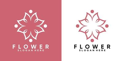 diseño de logotipo de flores y mariposas con estilo y concepto creativo vector