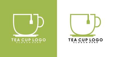 tea cup logo design with style and cretive concept vector