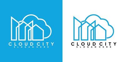 diseño de logotipo de ciudad en la nube con estilo y concepto creativo vector