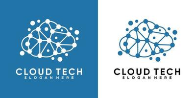 cloud tech logo design with style and creative vector