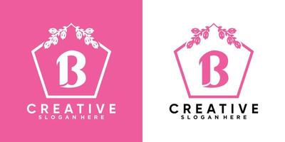 flower and latter b logo design with style and creative concept vector