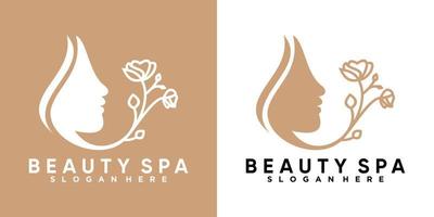 diseño de logotipo de spa de belleza con arte lineal y concepto creativo vector