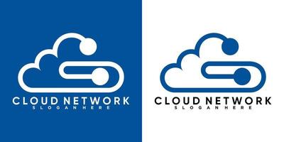 cloud network logo design with style and cretive concept vector