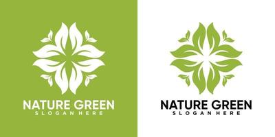 nature green logo design with creativ concept vector