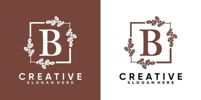 flower and latter b logo design with style and creative concept vector