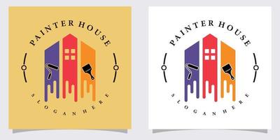 diseño de logotipo de casa de pintura con concepto creativo vector