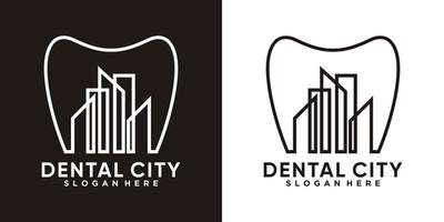 dental and city logo design with creativ concept and line art style vector