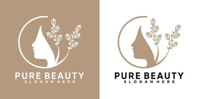 pure beauty logo design with line art and creative concept vector