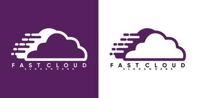 diseño de logotipo de nube rápida con estilo y concepto creativo vector