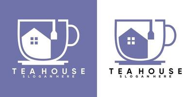 diseño de logotipo de taza de té con estilo y concepto creativo vector