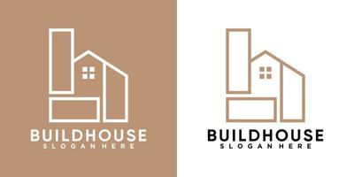 buildhouse logo design with style and creative concept vector