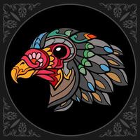 Colorful eagle mandala arts isolated on black background vector