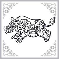 Rhinoceros zentangle arts isolated on white background vector