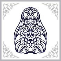 artes mandala pingüino aislado sobre fondo blanco. vector