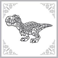 tiranosaurio rex mandala artes aisladas sobre fondo blanco vector