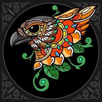 Colorful eagle mandala arts isolated on black background vector