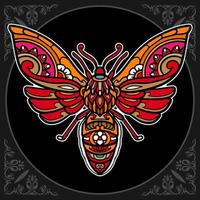 Colorful moth mandala arts isolated on black background vector