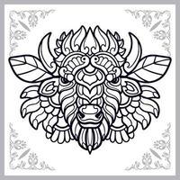 Bison mandala artes aislado sobre fondo blanco. vector