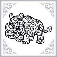 Rhinoceros mandala arts isolated on white background vector