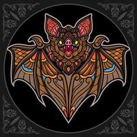 Colorful Bat mandala arts isolated on black background vector
