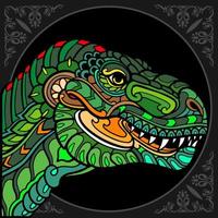 Colorful Tyrannosaurus rex mandala arts isolated on black background vector