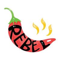 A red chili hot spice, flat sticker icon vector