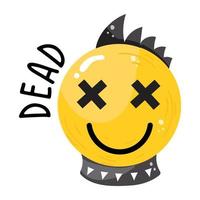 un icono de etiqueta plana de emoji muerto vector