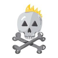An icon of skull flat vector