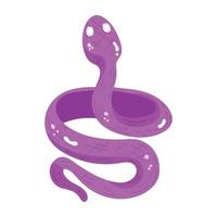 una serpiente cobra en color violeta pegatina plana vector