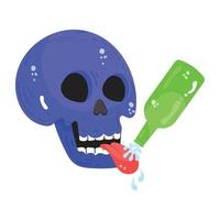 An icon of skull flat vector