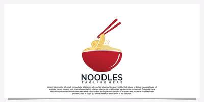ilustración de diseño de logotipo de fideos ramen para icono de restaurante con elemento creativo premium vector parte 18