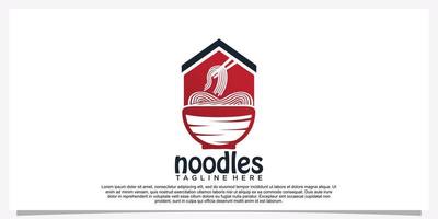 ilustración de diseño de logotipo de fideos ramen para icono de restaurante con elemento creativo premium vector parte 22