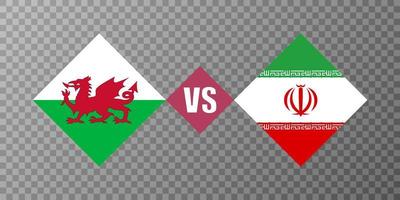 Wales vs Iran flag concept. Vector illustration.