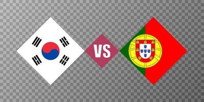 South Korea vs Portugal flag concept. Vector illustration.