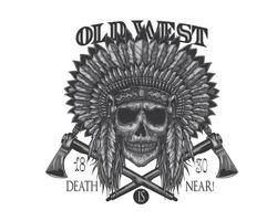 Bold Native American Skull Chief Vector T-shirt