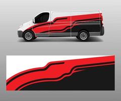 Graphic abstract wave designs for wrap vehicle, race car, branding car. Pick up truck and cargo van car wrap design vector. vector