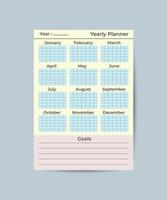 yearly planner template. minimalist planners Business organizer page vector