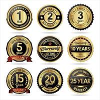Collection of customer satisfaction warranty guaranteed golden badge vector