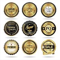 Collection of golden badges and labels vector