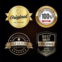 Collection of golden badges and labels vector