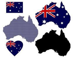 bandera de mapa y símbolo de australia en un fondo blanco vector