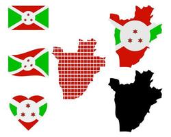 map of Burundi and the different types of characters on a white background vector