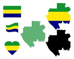 mapa de gabón y los diferentes tipos de caracteres sobre un fondo blanco vector