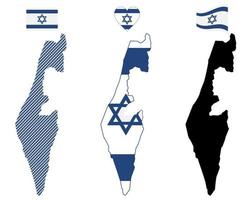 mapa y bandera del símbolo de israel en un fondo blanco vector