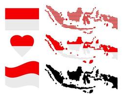 Map of Indonesia and the different types of characters on a white background vector