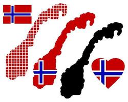 Norway map in different colors and symbols on a white background vector